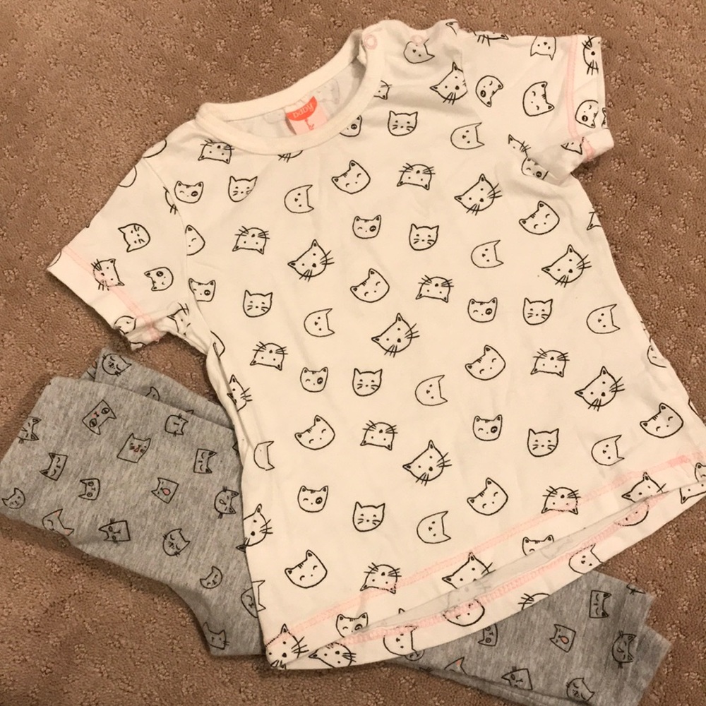 Cute Baby Girl Kitty Cat Top & Leggings